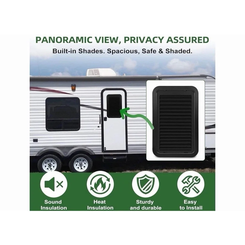 806621 Complete RV Entry Door Window Kit with Low-Profile Shade 12'' W x 21''...